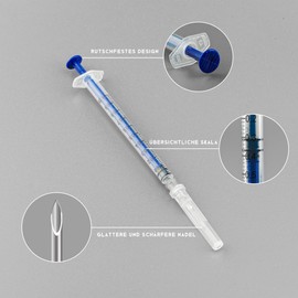 1 ml Blue Plastic Tubes with 27 g Accessories, Laboratory Supplies for Liquid Distribution, Individually Sealed Packaging (20)