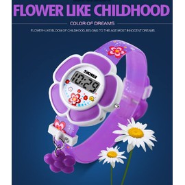 Kids Watch Girl Flower Shape Watch Novelty Cartoon Digital Watch 1144 (Purple)