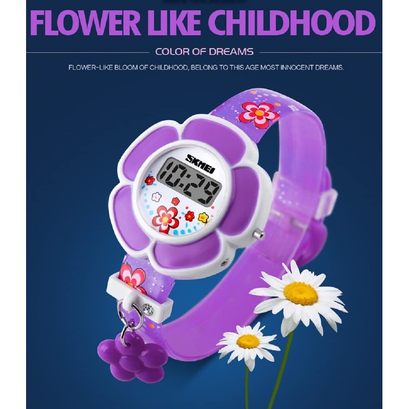 Kids Watch Girl Flower Shape Watch Novelty Cartoon Digital Watch