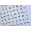 Thassos White Greek Marble Basketweave Mosaic Tile with Bardiglio Blue