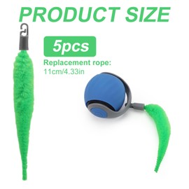 BOXOB 5pcs Cat Ball Toy Replacement Tails, Interactive Cat Toy Accessories Attachments Automatic Moving Ball Worm Refills Rope Compatible with 2.0 (Green)