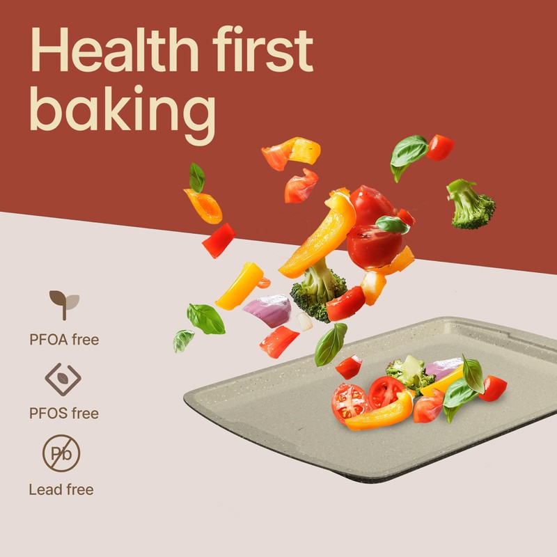 White Marble 10-Piece Bakeware Sets, Nonstick Carbon Steel Baking Sheet