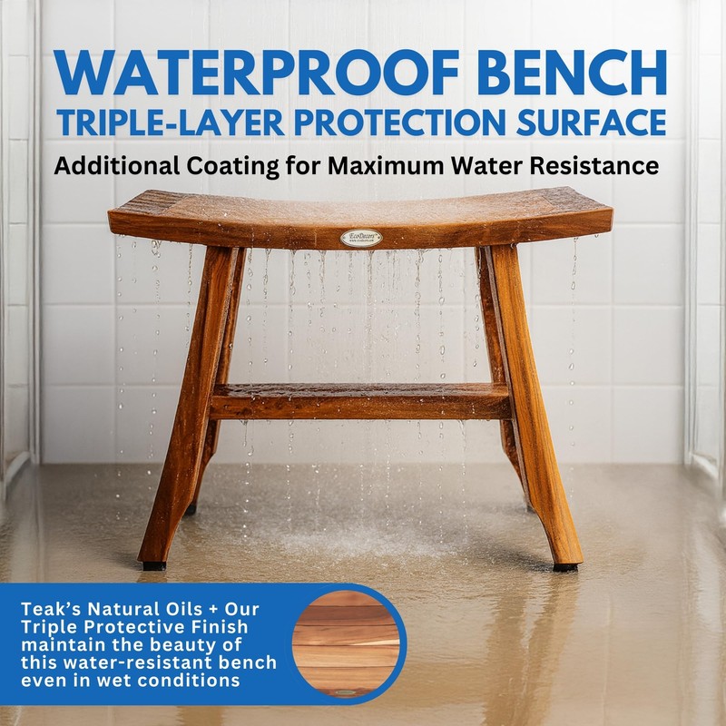 EcoDecors 24 Inch Satori Natural Teak Waterproof Teak Wood Shower