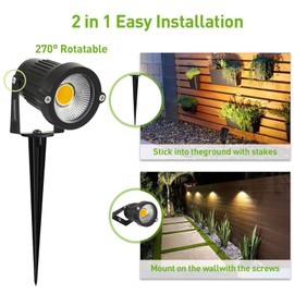 AHSELLUS Low Voltage Landscape Lights Outdoor LED Spotlights Garden Spot Lights Outdoor Pathway Lighting 5W 12V 24V IP66 Waterproof Spike Flood Lighting for Tree(8 Pack)