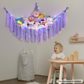 Ellaseek Toy Hammock Soft Cuddly Toys Storage for Stuffed Animals Corner Hanging Net Soft Plushies Macrame Organiser for Girls Bedroom Accessories Kids Room Nursery Decor