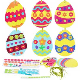 LAMEK 12 Easter eggs craft kit for children, Easter pendant decoration, creative crafts, creative set with mix & match foam rubber parts, Easter decoration, for crafts for Easter