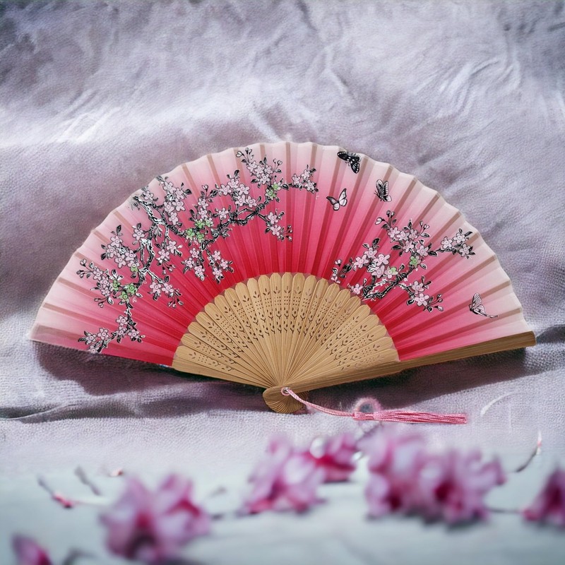 Starlet24 Foldable Bamboo Hand Fan Folding Fan with Tassel Fan
