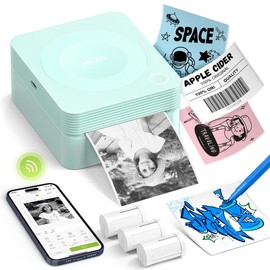 PM230 Mini Sticker Printer-2 Inch Bluetooth Thermal Pocket Printer, Inkless Portable Printer for Study Notes, Photos, Journals, Memos, Lists, Gifts, TikTokShopBacktoSchool:_Green with 3 Rolls Tape