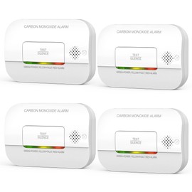 Putogesafe Carbon Monoxide Detector, 7 Year Sensor Life CO Detector with Battery Warning Indicator and Test Button, 85 dB, for Ceiling and Wall Mounting, White (4 Pack)
