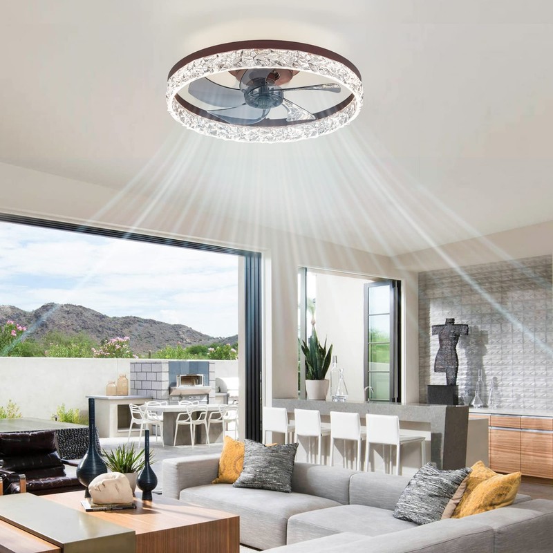 LEDIARY 20" Modern Ceiling Fans with Lights and Remote, Dimmable