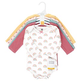 Hudson Baby Unisex Baby Thermal Long Sleeve Bodysuits, Creative Rainbows, 3-6 Months