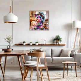 AIRDEA Animals Diamond Art Painting Kits for Adults Beginners 5D DIY Gem Art Kits for Home Wall Decor 12x12in,Horses and Puppies,Round Full Drill