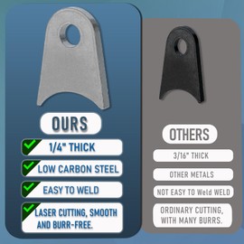 OywhC Weld on Tabs, Steel Shock mounts, Universal Weld on Tabs Axle Mount with a 1/2" Hole. 2-3/8" Height, 1-3/4" Wide, 1/4" Thick Fits 1.5" to 1.8" Axle Pack of 4 Tabs Steel Mounting Bracket OywhC-7