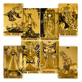 OIXXAF 78 Tarot Cards Gold Tarot Cards with Guide Book Waterproof and Wrinkle Resistant Tarot Gold Foil Tarot Cards for Beginners Gold Tarot Deck Tarot Cards Box