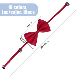 SUPERFINDINGS 10PCS 10 Colors Dog Bow Tie Polyester Cat Bow Tie Pets Collar Adjustable Bowknot Collar Puppy Neckties for Party Wedding Birthday Holiday Christmas Cosutmes