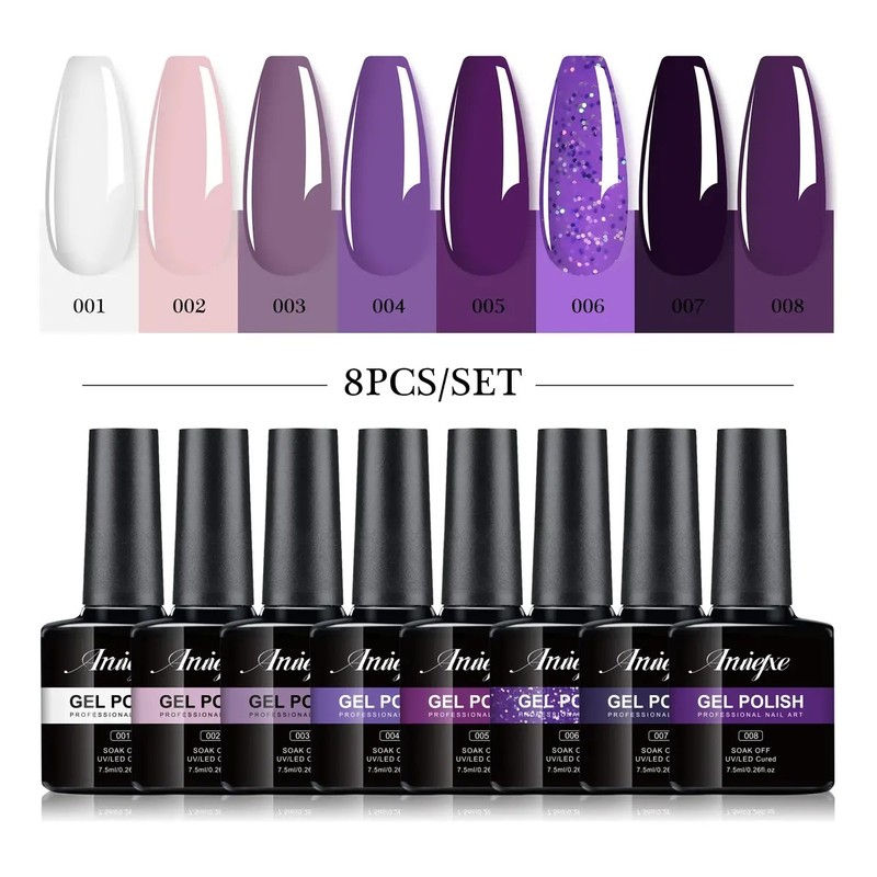 Gel Esmalte Para Uñas Uv Led Semipermanente 8 Colores