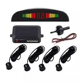 Car Reversing Black Parking Sensor 4 x Sensors Kit Led Display Audio Buzzer Alert HQ