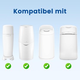 Tuocal Pack of 4 Nappy Bag Refill Cassettes Compatible with Angelcare Nappy Bin & Litter Locker II Refill Bag, 7-Layer Bags, Odour-Absorbing and Environmentally Friendly