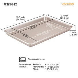 CHEFMADE 13-Inch Rimmed Baking, Non-Stick Carbon Steel Cookie Sheet Pan for Oven Roasting Meat Bread Jelly Roll Battenberg Pizzas Pastries 13" x 9" (Champagne Gold)