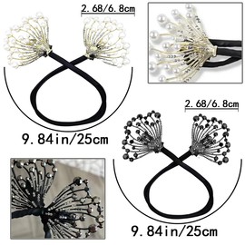 KuuGuu 4 PCS Crystal Hair Bun Maker Rhinestone Pearl Hair Curler Lazy Bun Clips Fashion Elegant Twist Hairstyle Clips Easy Fast Snap Roll Tool for Women Girls Hair Accessories（2 Styles）