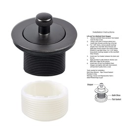 Lift & Turn Bathtub Drain Stopper - Tub Drain Stopper | Assembly Kit with Strainer and Stopper | Bath Tub Drain Stopper Replacement Fit Both 1-1/2" Or 1-3/8" Drain | Oil Rubbed Bronze