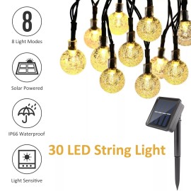 DONWELL Outdoor Solar Ball Lights - 8 Mode Waterproof 21ft String for Garden Decor&Patio