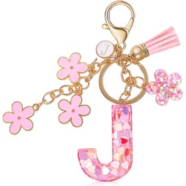 Llavero de Moda Letra Inicial, Llavero con Inicial de Resina, Dije para Bolso Mochilas, Regalo Personalizado para Mujer