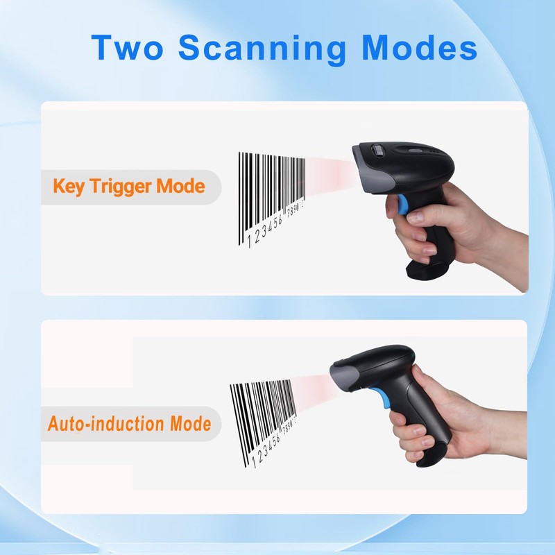 Rabitpos 1D 2D QR Barcode Scanner Wireless, Handheld Cordless Bar