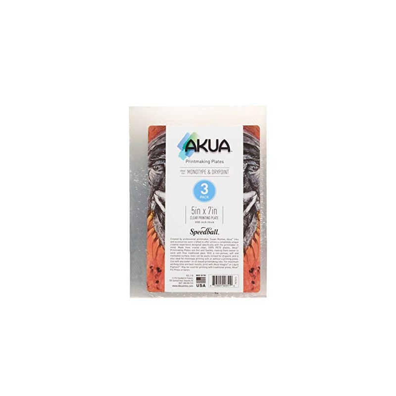 Akua Printmaking Plate, 5-Inch x 7-Inch, 3-Pack, Clear