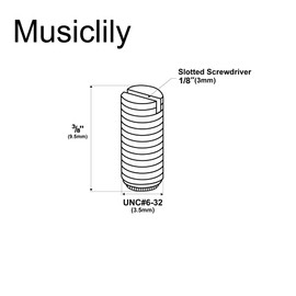 Musiclily Ultra UNC#6-32x3/8 Inch Stainless Steel Saddle Height Adjustment Screws Oval Point Slotted for USA Tele Style Electric Guitar Bridge, Nickel (Set of 20)