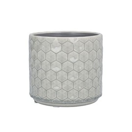 Gisela Graham Grey Honeycomb Ceramic Pot Cover Small
