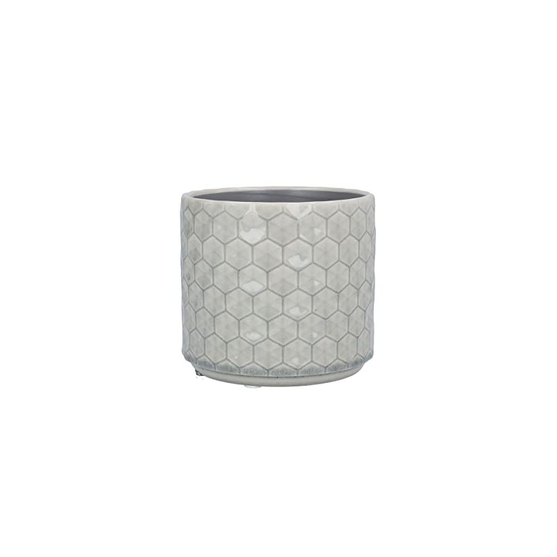Gisela Graham Grey Honeycomb Ceramic Pot Cover Small