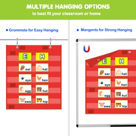 EAMAY Classroom Magnetic Pocket Chart for Kids, Mini Double-Sided Pocket Charts for Teachers Fits 3" Sentence Strips and Cards(14" x 17") (6)
