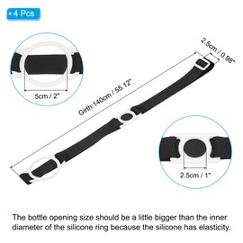 PATIKIL Water Bottle Lanyard, 4 Pcs Adjustable Holder Shoulder Strap with White Ring Buckle Carrier Clips for Hiking Walking Outdoor, Black (2.5CM, 5.0CM)