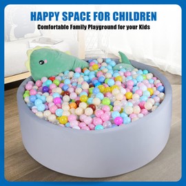 48 Inch Foam Ball Pit for Children Toddlers, Soft Round Ball Pool, Ideal Gift for Kids Girls Boys Indoor and Outdoor Game (Balls NOT Included), Large Size, Light Grey