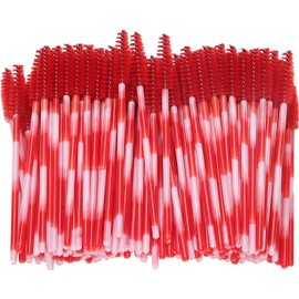 Fabater Varitas de Rímel Desechables, 200 Unidades, Aplicador de Rímel, Juego de Cepillos para Cejas para Extensión de Pestañas, Herramienta Cosmética, Cepillo Carretel de Fibra de Plástico para Uso Individual o de Salón (rojo brillante)