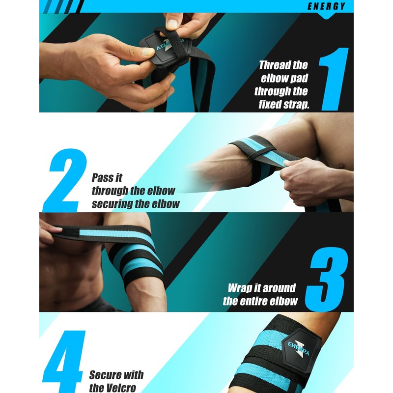 kcross Elbow Wraps for Weightlifting, 47" Strengthening support Elbow Sleeve
