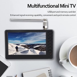 Yoidesu 5 inch Portable TV, ATSC HD TFT LED Pocket Digital Television Mini TV, 1080P Digital TV with Remote Control, 1500mAh Rechargeable Battery, Support USB, TF Card, Small ATSC TV for Car Camping Kitchen