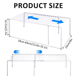 ziroland 4-Pack Expandable Medium Kitchen Organizer Rack, Kitchen Shelves for Spice Organization for Cabinet, Pantry Organizers and Storage, Spice Rack, Desk Organizer, White