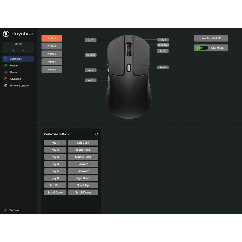 Keychron M3 8K Wireless Mouse, PAW3950 Sensor with Programmable Macro