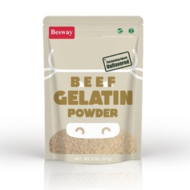 Besway Beef Gelatin Powder Unflavored 8 oz, Culinary Grass Fed Gelatin for Gummies, Marshmallows, Desserts and more, No-GMO, Halal, Keto