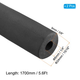 PATIKIL 1/4"(6mm) ID 15/16"(24mm) OD Pipe Insulation Foam Tube, 2Pcs 5.6Ft Pipe Insulation Tube Cover Wrapping for Outdoor Winter Irrigation