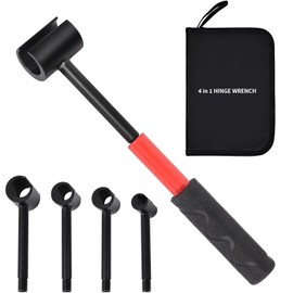 Runpig Upgraded 4 in 1 Door Hinge Adjustment Tool Kit, Heavy Duty Gap Adjustment Wrench Set with Rubber Grip, Professional Door Hinge Repair Tool for Commercial & Residential Use.(Threaded Connection)