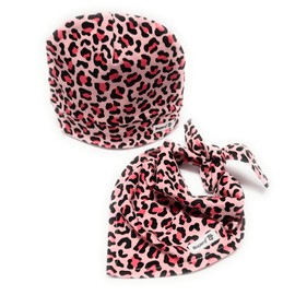 Lilopard® Girl's Collection Leopard Print Triangle Scarf and Hat Set for Babies and Toddlers Pink Bib: 100% Cotton, Hat: 95% Cotton + 5% Elastane Bib, Neckerchief, Hat, Hat, pink