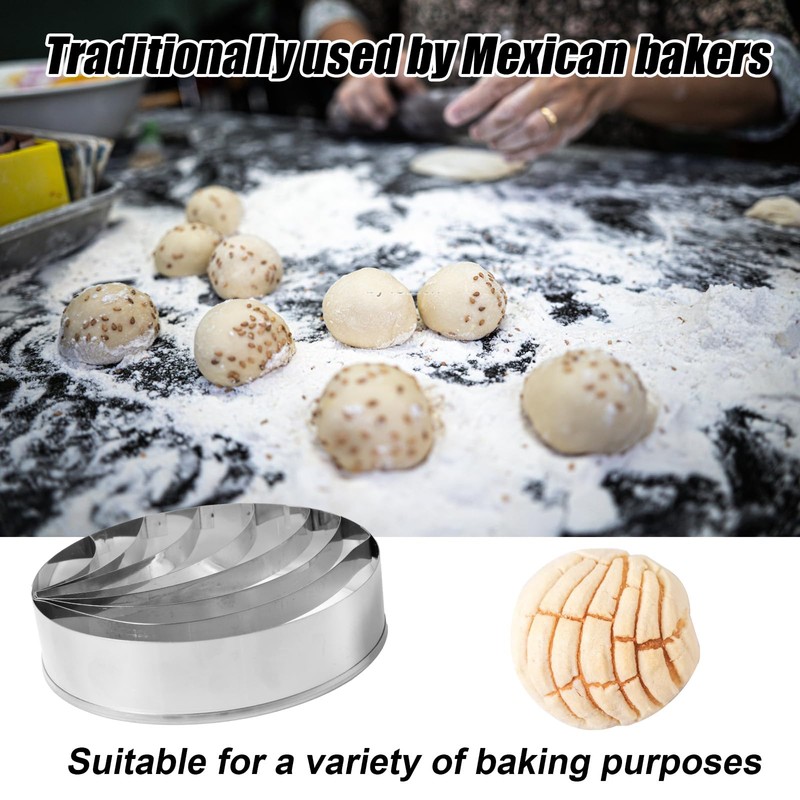 Tinoaly Concha Cutter, Stainless Steel Mexican Bread Mold Stamp, 4in/10.2cm