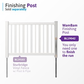 4ft H x 6ft W (1 Panel + 1 Post) No Dig WamBam Sturbridge Fence Kit, White Vinyl Picket Fence Panel, Easy DIY Installation Fence Panel Kit, Durable Outdoor Fence for Yard or Pool, BL19103