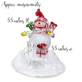 LED Color Changing Snowman Christmas Decoration - Winter Snowman Figurine - Tabletop Snowman Decoration