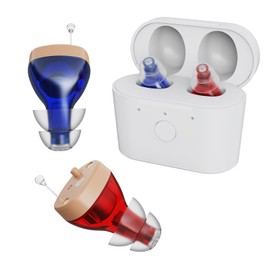 Hearing Aids for Seniors Rechargeable with Noise Cancelling - Invisible In-Ear Amplifiers for Crystal Clear Sound, Portable Charging Case & 20Hr Battery, Comfort Fit for TV, Conversations & Outdoors