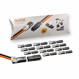 GARAGE33 Set of 24 D2 Quick-Connect Connectors 2-Pin Cable Connector Quick Connector Mini Plug Connector Plug-In 0.35-0.50 mm2 5V 12V 18V 24V 30V 36V DC
