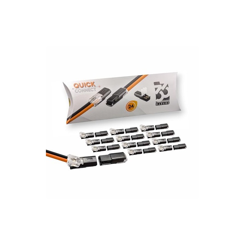 GARAGE33 Set of 24 D2 Quick-Connect Connectors 2-Pin Cable Connector